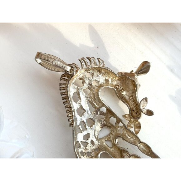 Sterling Silver Hand Wrought Cutout Giraffe Figural Jumbo Vintage Pendant - Picture 6 of 10